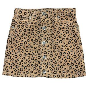 NEW Girls Cat And Jack Leopard Print Corduroy Tan & Black Mini Skirt Size 6/6X